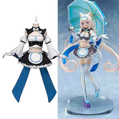 Anime Cafe Maid NEKOPARA Chocolate Vanilla Customized Cosplay Uniform Halloween Carnival Lolita Dress Long Wig
