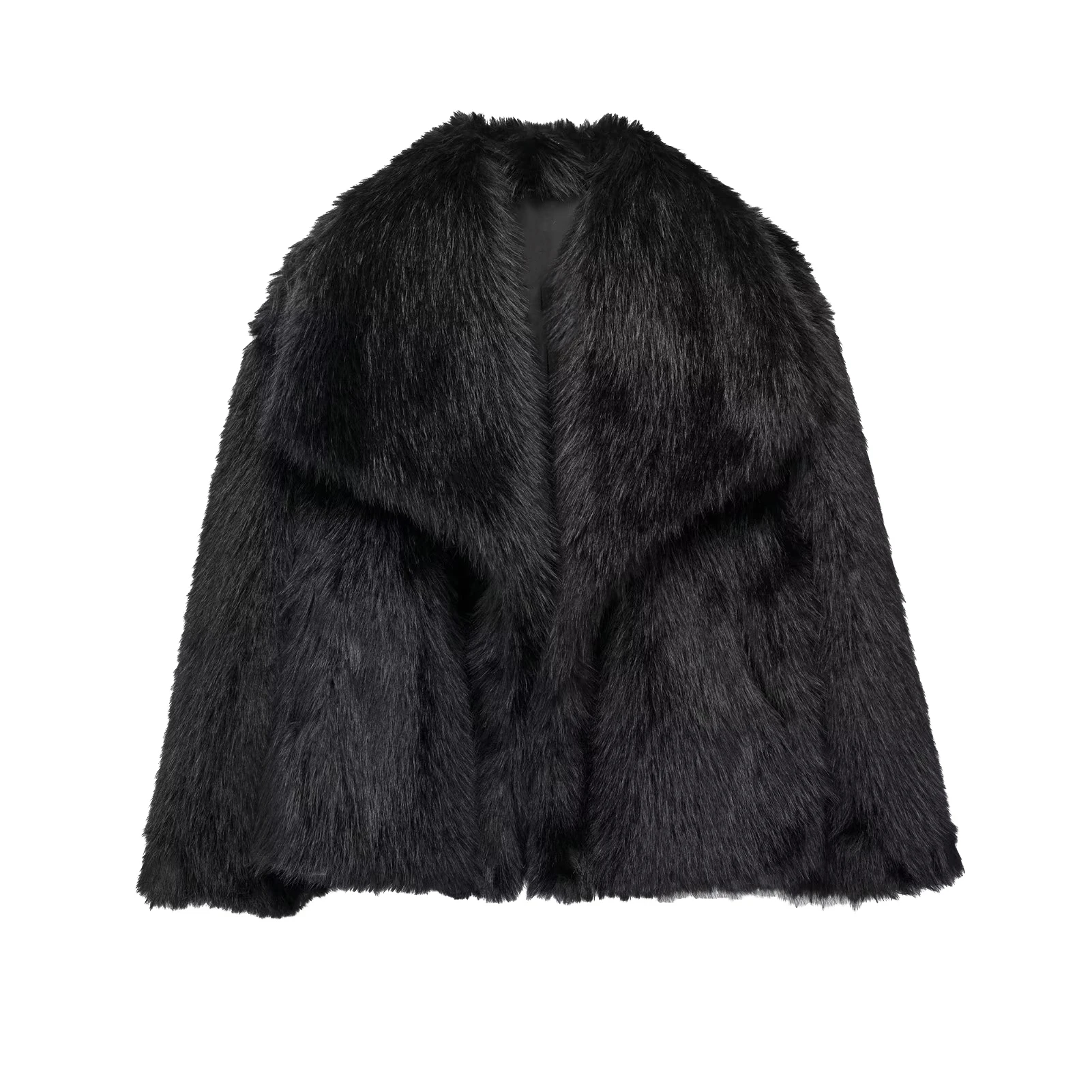 Lisa Colly Women Winter Parka Coat Fluffy Black Faux Fur Coat Elegant Thick Warm Faux Fox Fur Jackets