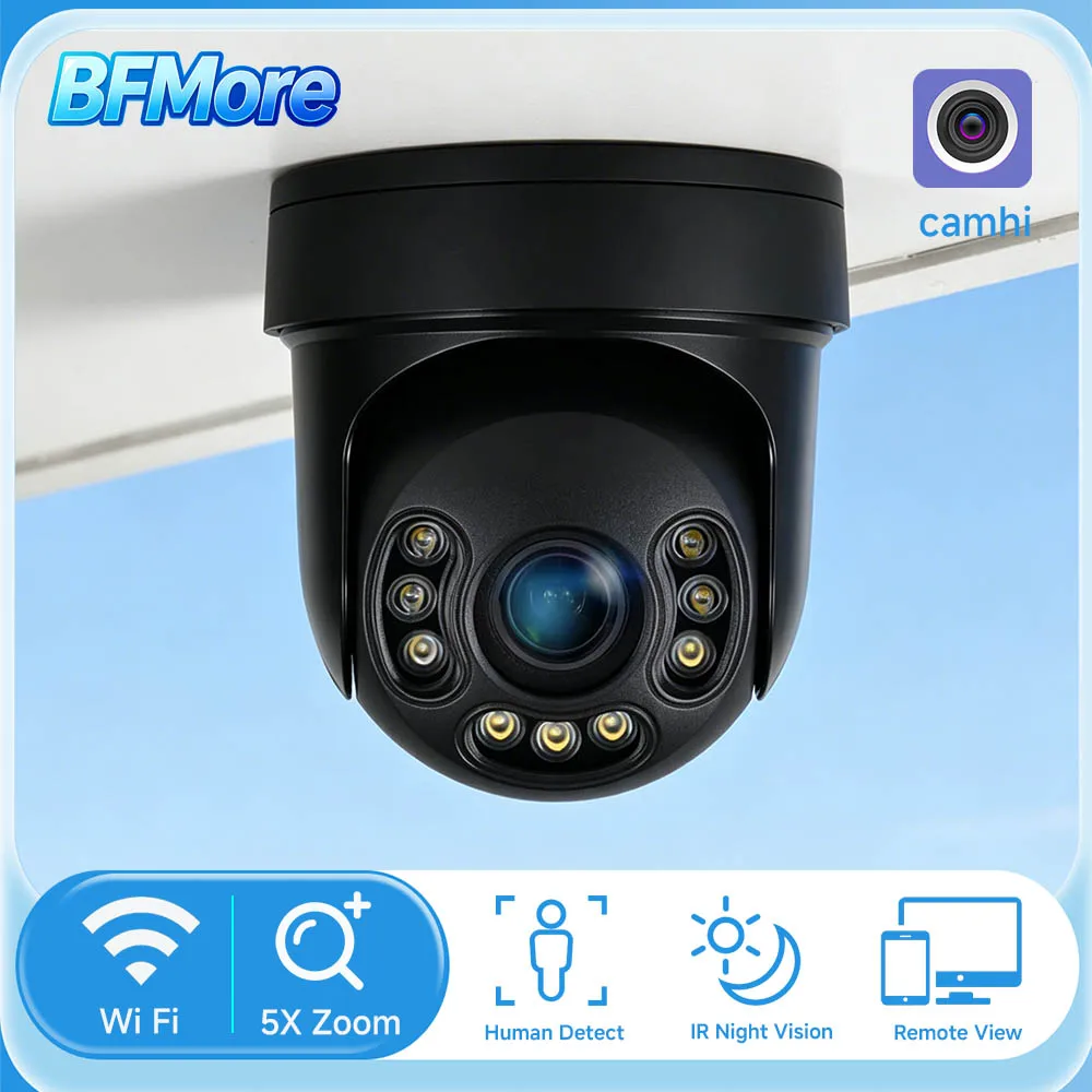 BFMore WIFI 5X Zoom 4K 8MP 5MP IP камера Surveillance Vedio PTZ Dome Wireless камера 2-Way Audio Auto Tracking IR&Color Night