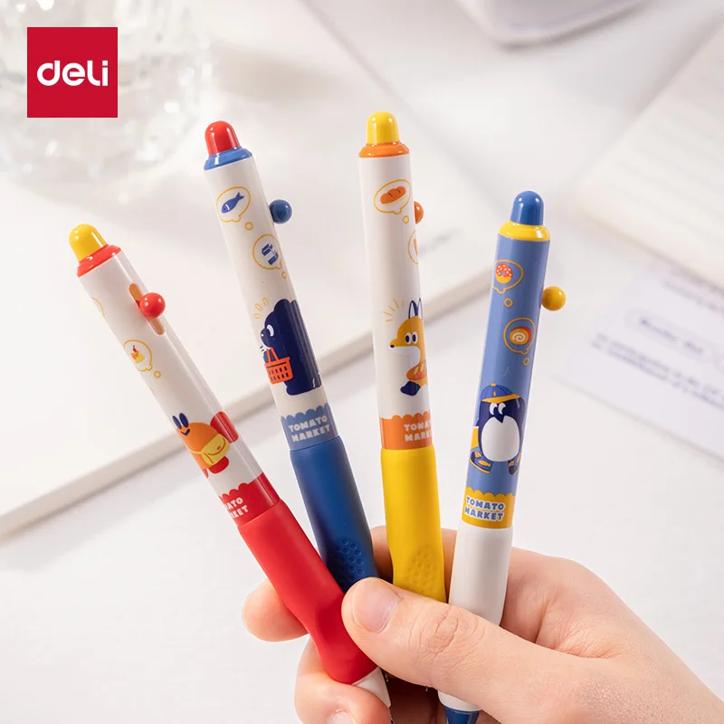 

Deli 4/8pcs 0.5mm Black Ink Quick-drying Kawaii Gel Pen Stationery School Supplies Office Supplies Signing Pen Gift Cute Pens