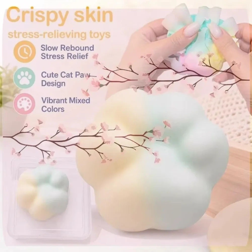 Crispy Skin Cat Paw Squishy Super Soft TPR Slow Rebound Crispy Fidget Mixed Color Handmade Bal Crispy Pinch Leisure Time