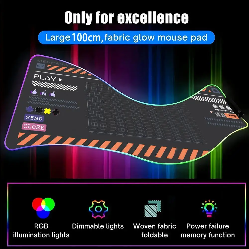 Alas Mouse Keyboard Mekanik Jepang untuk FPS eSports RGB Keyboard Gaming Ekstra Besar LED Matras Besar 1000x500mm XXL Gamer