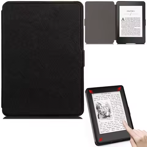 Auto Sleep/Wake E-Reader Case Leather Magnetic WP63GW Protective Case Simple Shockproof for Kindle 7th Generation 2014