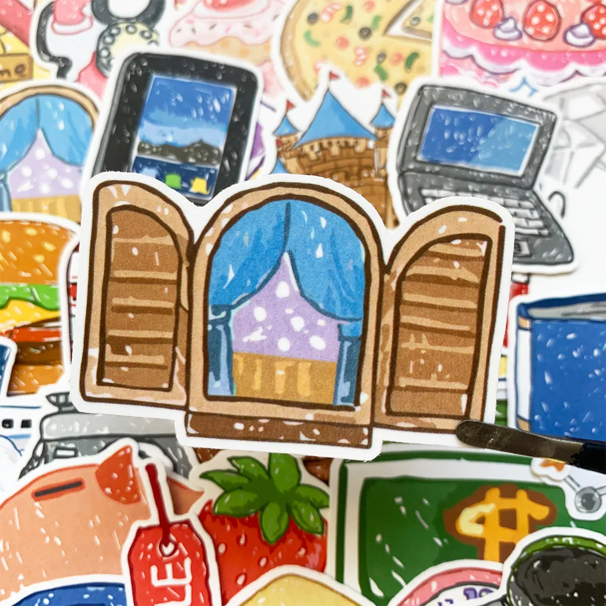 Cute Kids Simple Line Daily Life Sticker Journal Material DIY Decor for Diary Notebook Scrapbook Phone Case Craft
