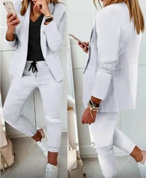 Manteau imbibé imprimé à carreaux pour femme, ensemble 2 pièces, pantalon longueur rinçage, vêtements de travail de loisirs, style commPiedmont, mode de bureau