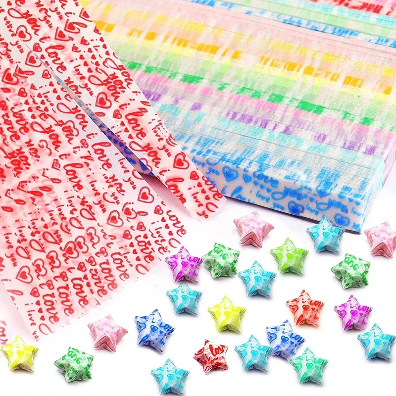 210Sheets Origami Stars Strips Lucky Heart Origami Star Color Folding Paper Strips DIY Hand Gifts Art Crafts Decor Origami Stars