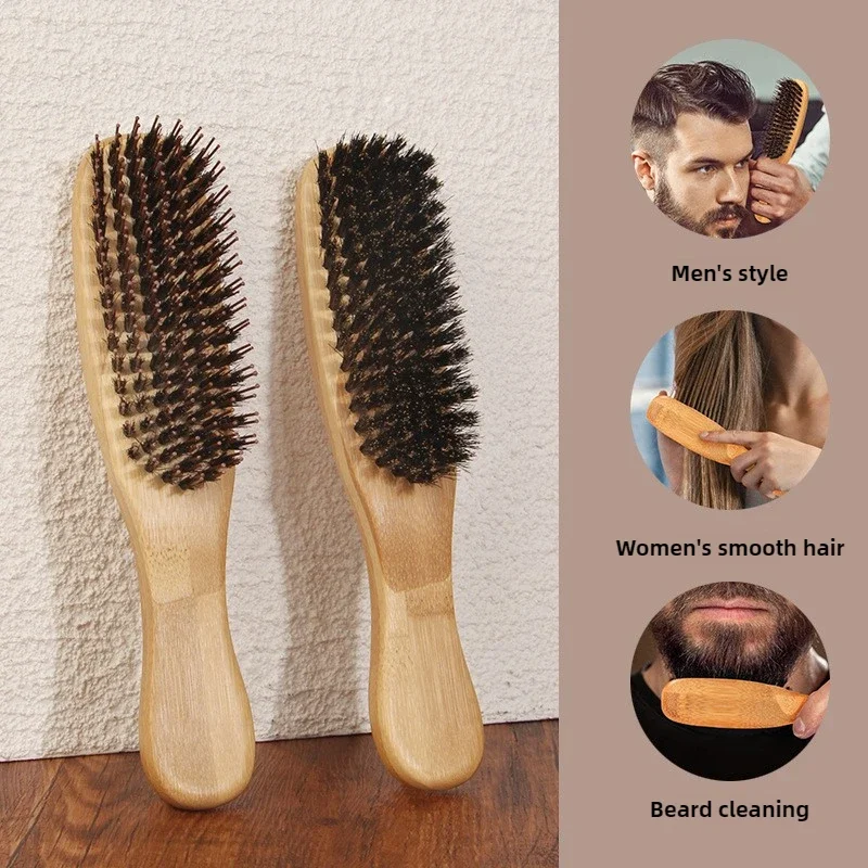 Bamboo Hair Brush Natural Boar Bristle Barber's Hairdressing DIY Styling Supplies Smoothing Detangle Comb for Wet Dry Hair