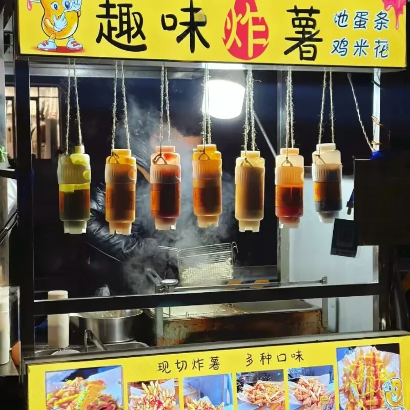 Commercial ade ato And Salad Sauce Dispenser Bottle Double Head Hanging Storage Kitchen Utensil Food ade PE Material