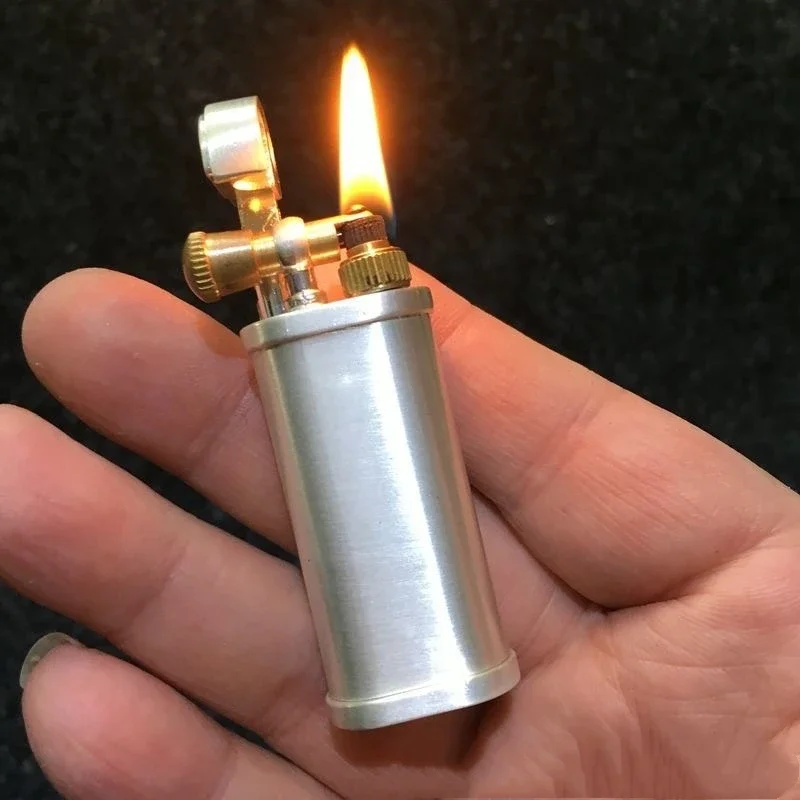 Tang Grass Vintage Flint Kerosene Lighters Flame Retro Metal Grinding Wheel Petrol Cigarette Cool Lighters Creative Gadgets