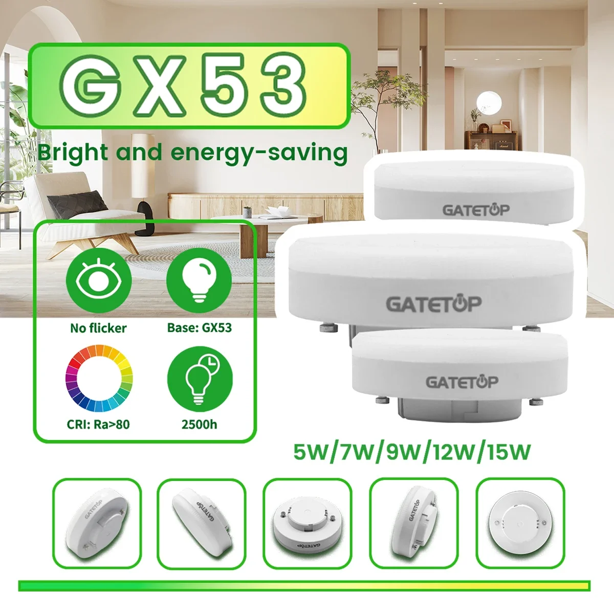 

4-20 шт. GX53 светодиодный прожектор AC85-265V 100 лм/Вт 5 Вт 9 Вт 15 Вт дальний источник света для гардероба светильник для шкафа Daring решетка открытый ящик V