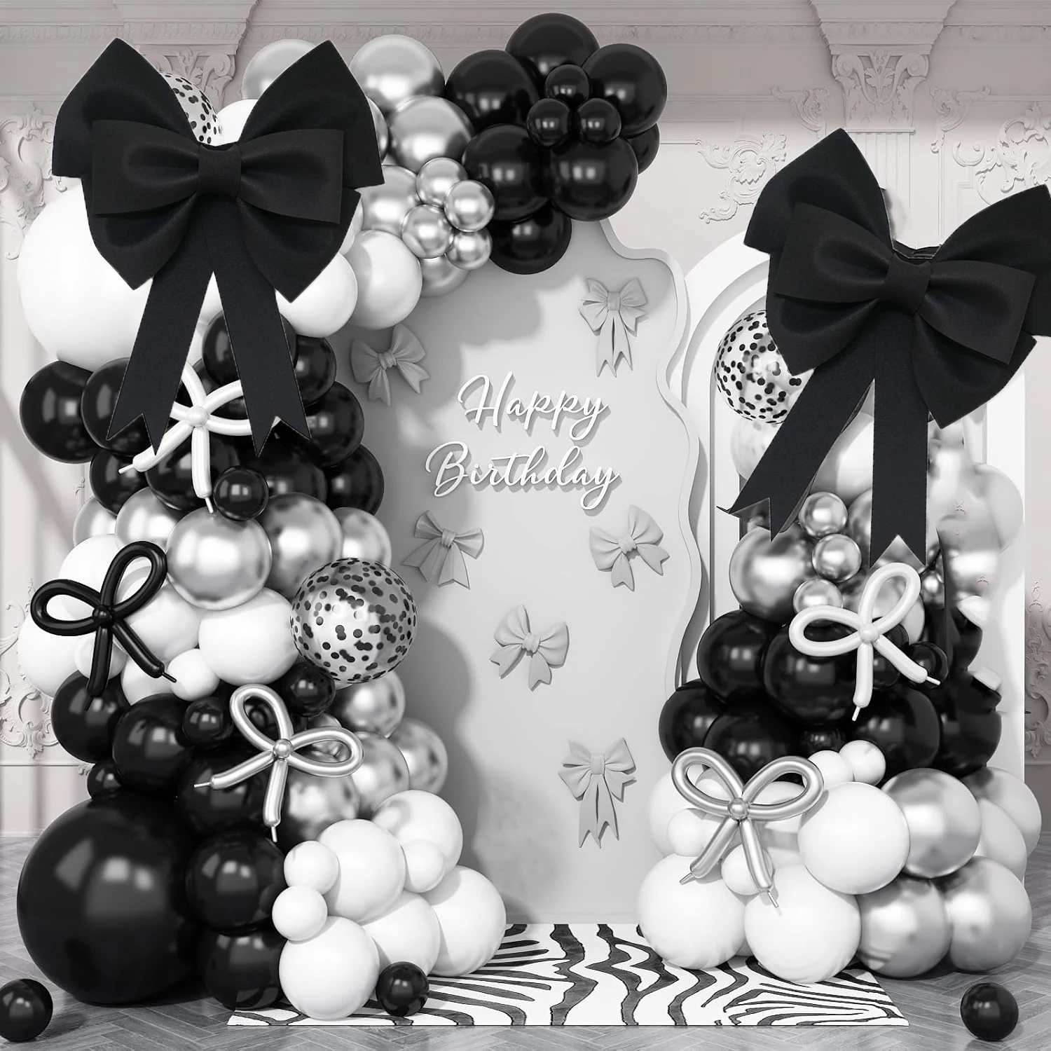 30/50/75 cm große schwarze Schleife, Kokette, schwarze Schleife für Geburtstagsfeier, Hintergrund, Babyparty, Valentinstag, Brautparty-Dekoration – Detail 4