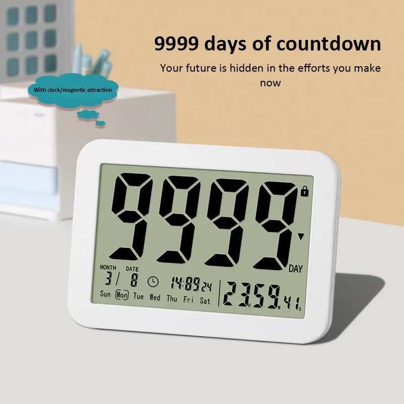 Elektronischer Countdown-Timer mit großem Bildschirm, digitaler 9999 Tage, Countdown-Uhr, Klassenzimmer-Timer, Ruhestand-Countdown-Timer