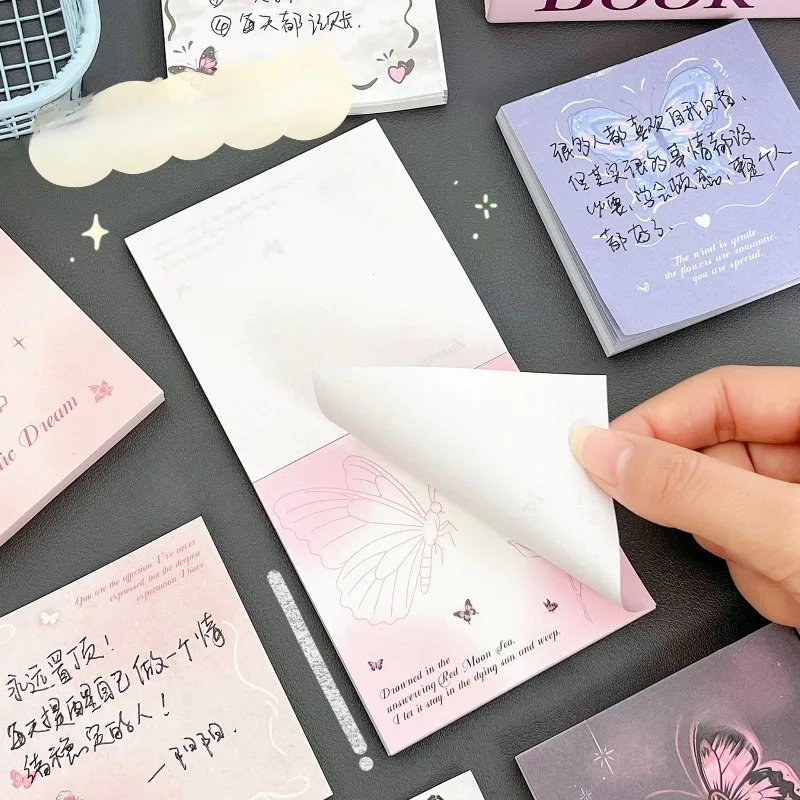 

80pcs/book Ins Wind Butterfly Series Memo Book Creative Tearable Memo Student Memo Office Message Notebook Gifts