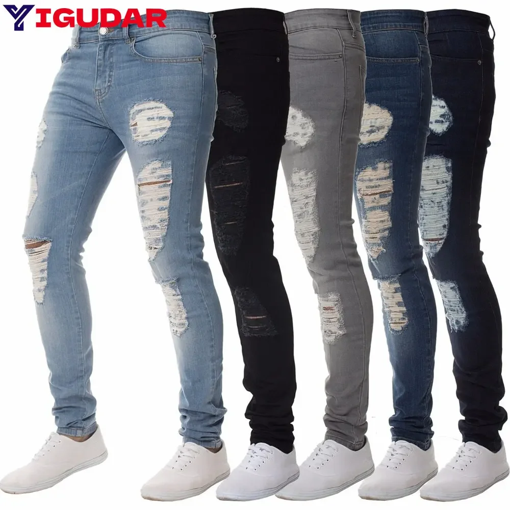 

Streetwear Pants Men Stretch Jeans menCasual Men jeans Solid Color Slim Fit Skinny Pants Fashion Sports Jogging Harajuku Pants