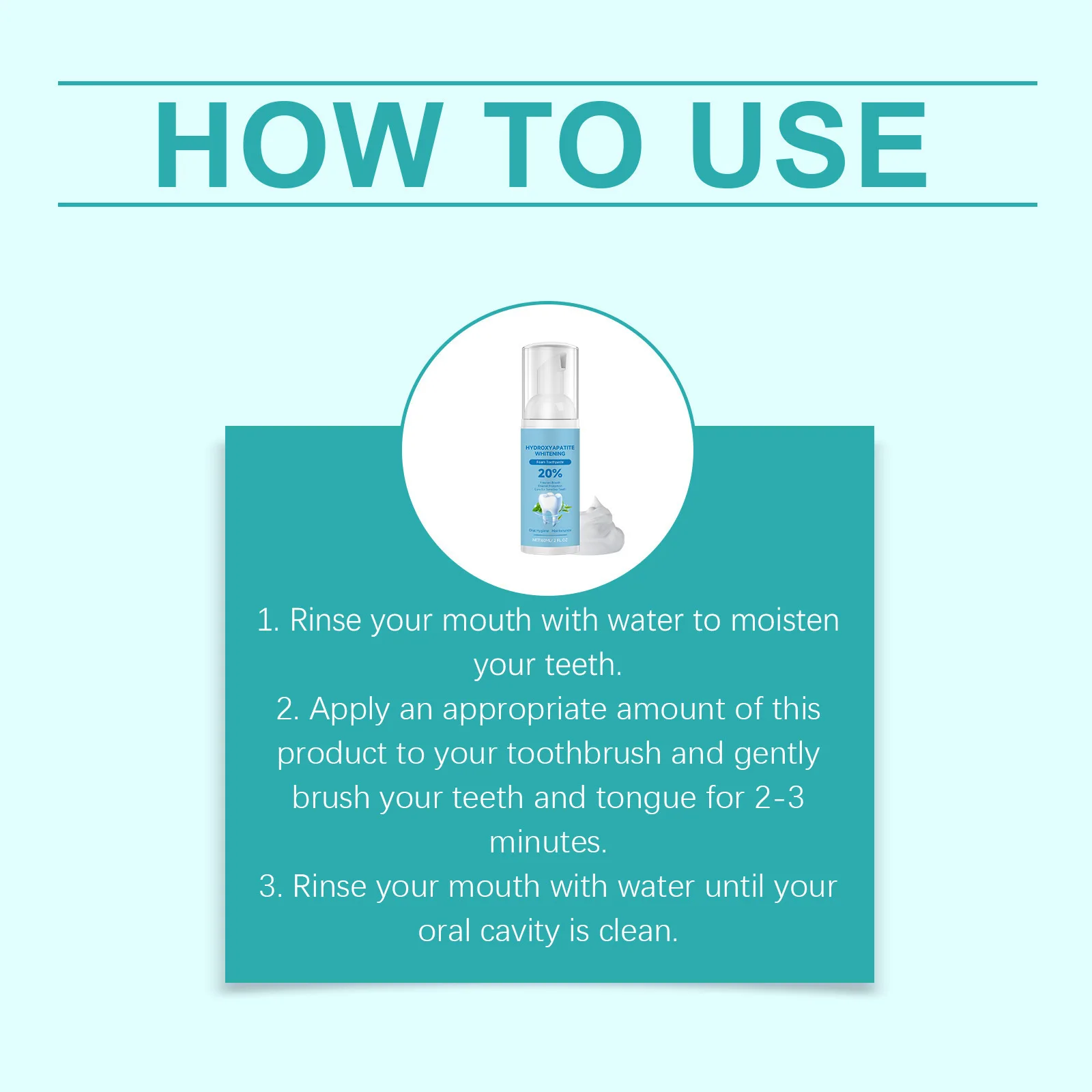 20% Hydroxyapatite Foam Toothpaste Teeth Whitening Mousse Enamel Repair Sensitive Teeth Oral Care Fresh Breath Cleaning Foam