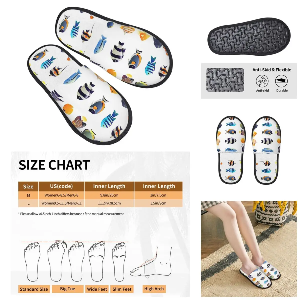 

Various Colorful Tropical Fish Men Women Furry slippers,Leisure printing pantoufle homme Home slippers