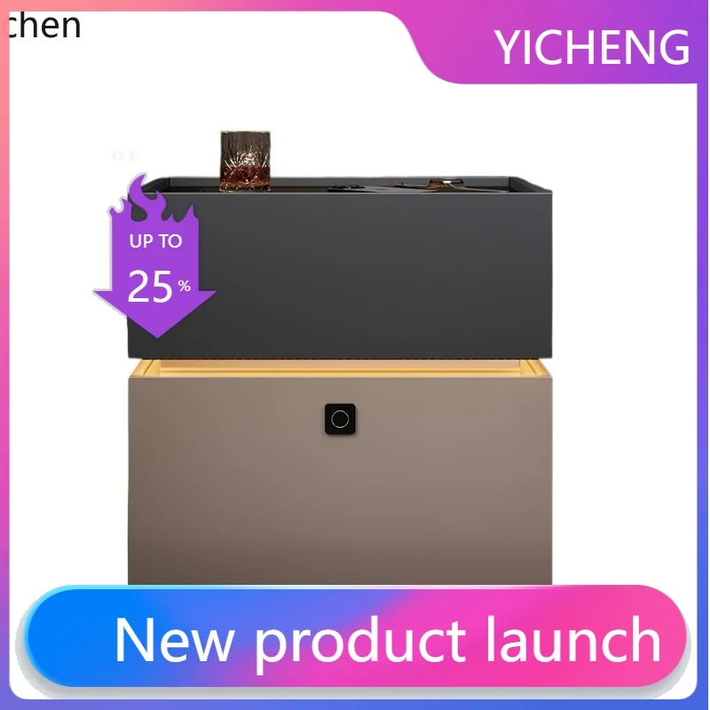 

A3-16 Italian smart bedside table with fingerprint lock dark storage cabinet sensor lig safe