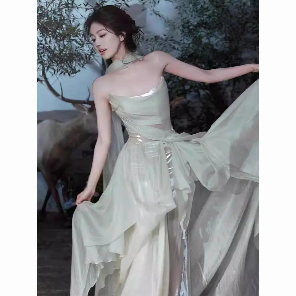 

Ele Silk Ribbon Wrap Chest Dr Morning Robe New Chinese Sle Dopane Ne Hanging Sa Par Women's Faionable Eve...