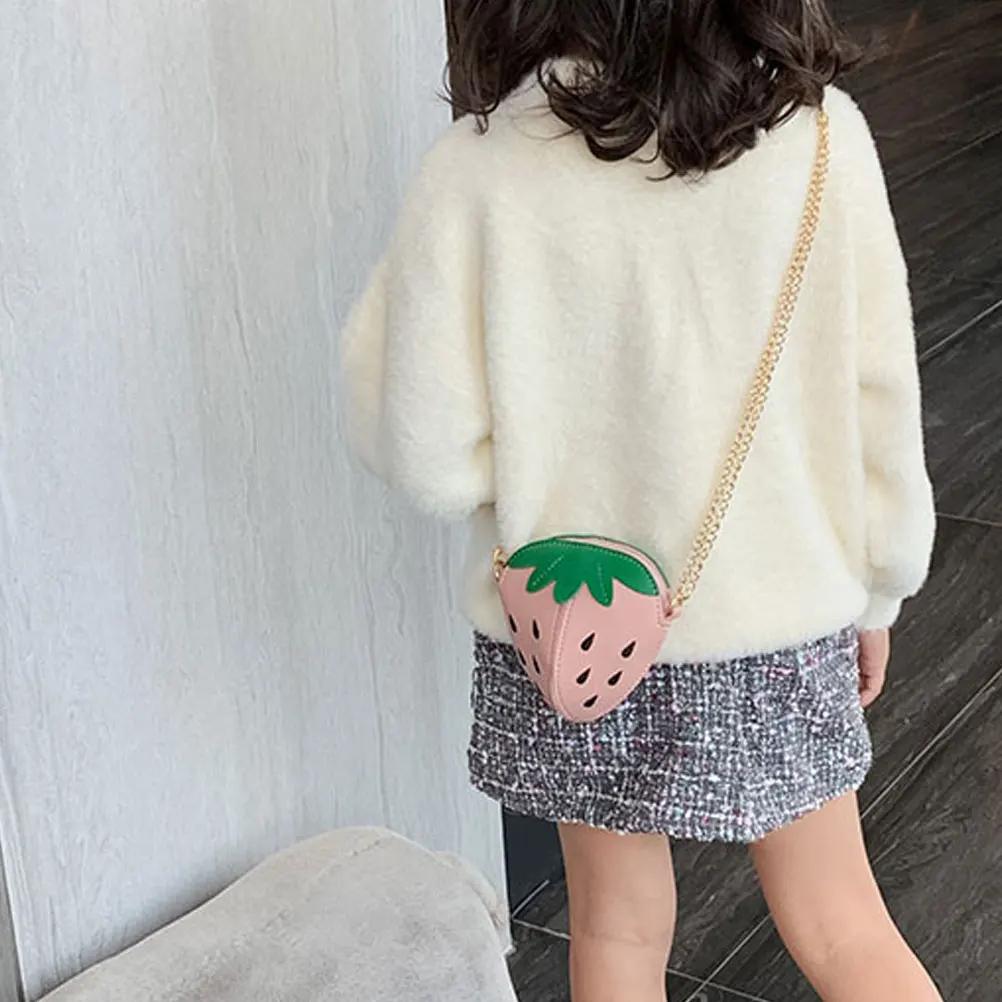 

Strawberry Shaped Crossbody Bag Pink Shoulder Clutch Fruit Wallet Functional Accessories Storage