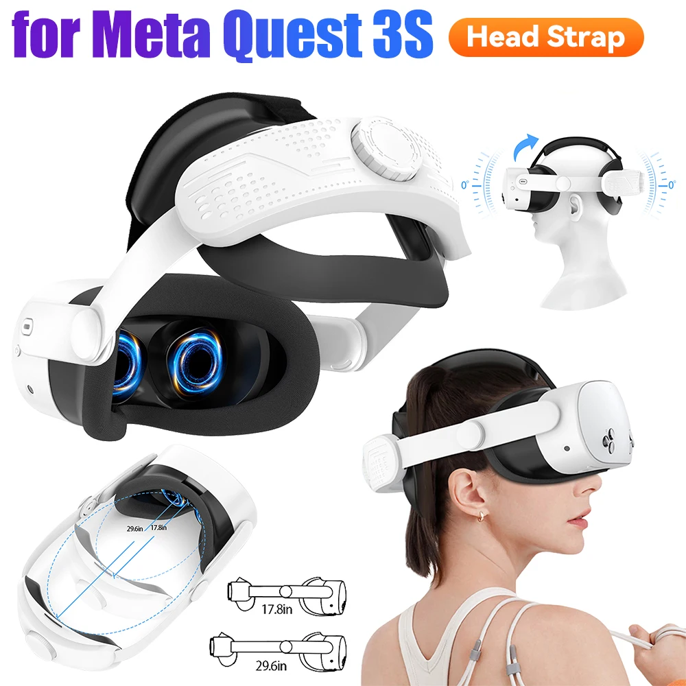 Adjustable Head Strap Enhanced Support and Comfort Replacement Head Strap Reduce Pressure Headband for Meta Quest 3S VR Glasses