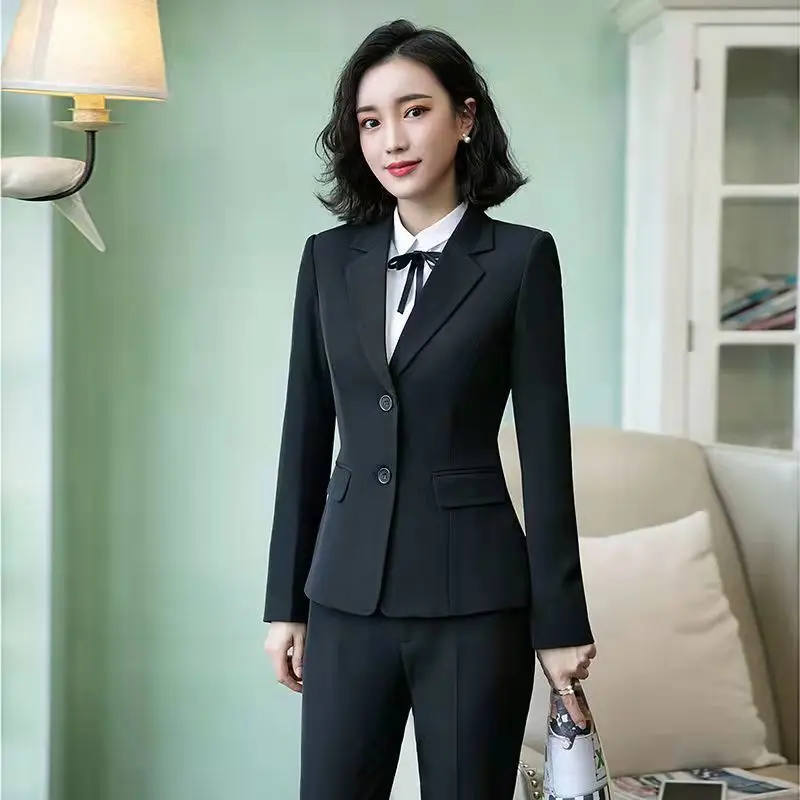 Dignified Office Lady Formal Classic Blazers Skinny Solid Simplicity Button Women's Clothing Pockets 2022 Coat Tops All Season