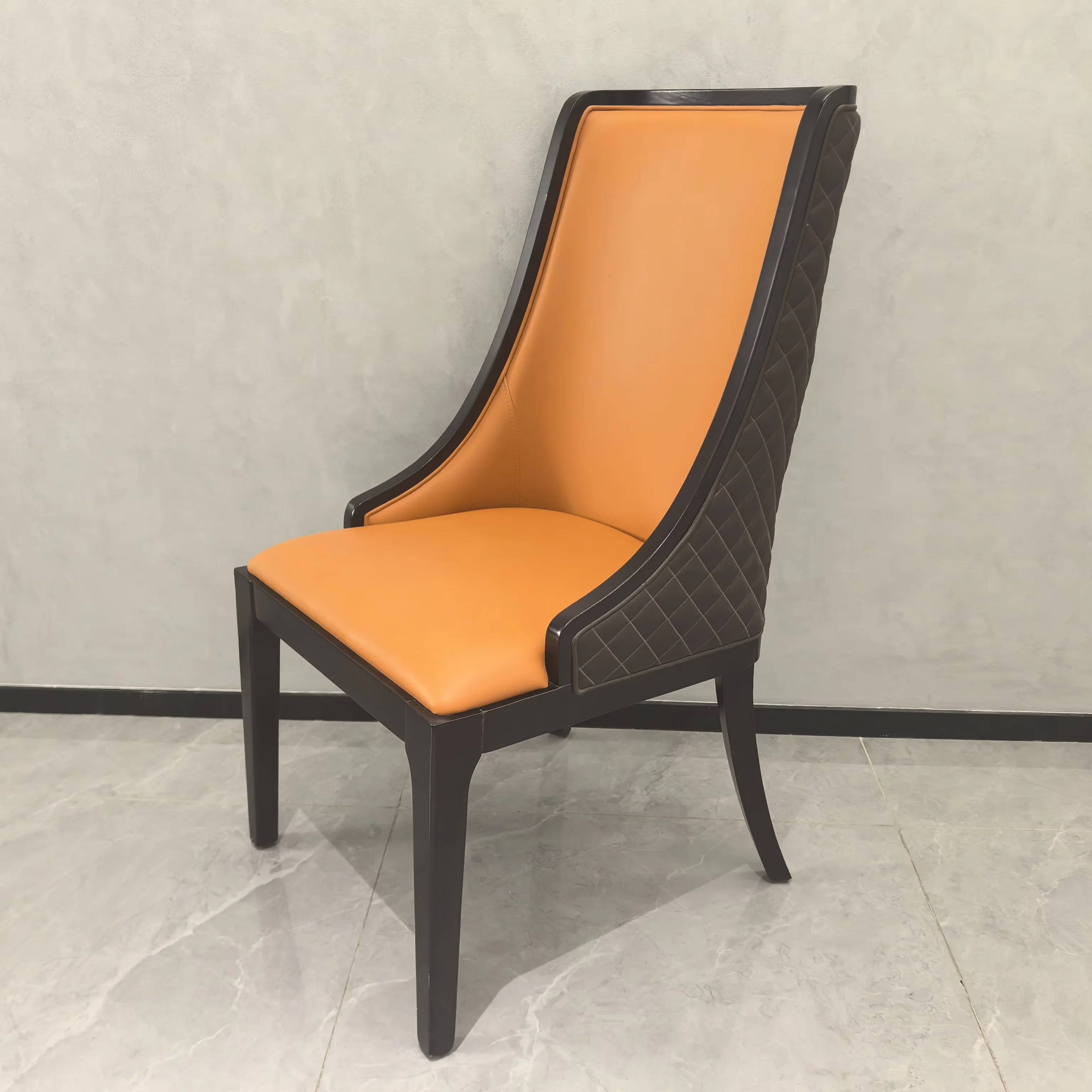 #Nordic Modern Luxury Orange Black Soft Living Dinning Room Apartment Villa Arm Chair Upholstered Fabric Tufted Velvet Leather