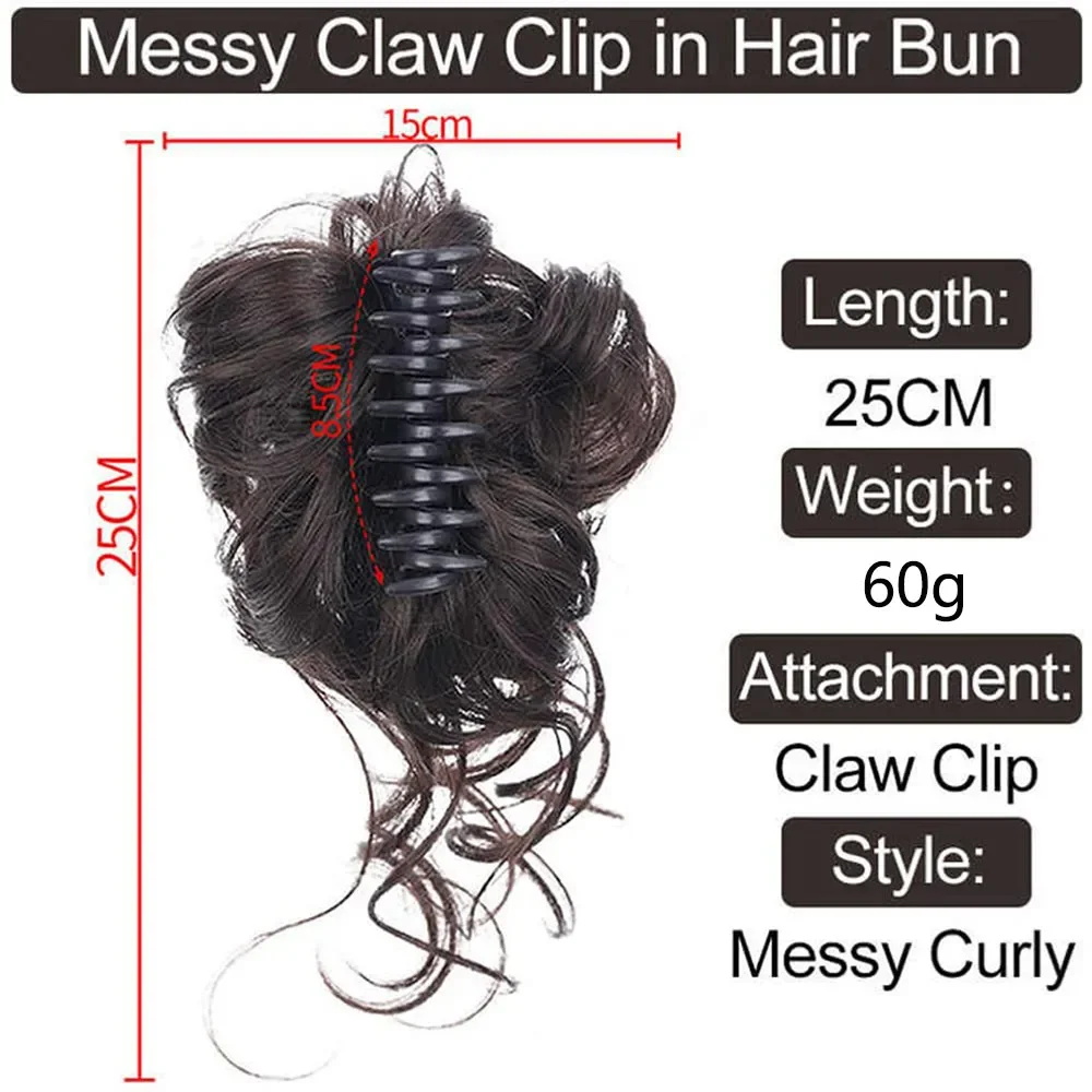 Lihui Claw Clip Messy Bun Hair Pieces For Women Tousled Updo Ponytail Synthetic Chignon Curly Wavy Bun Hair Extensions With Hair