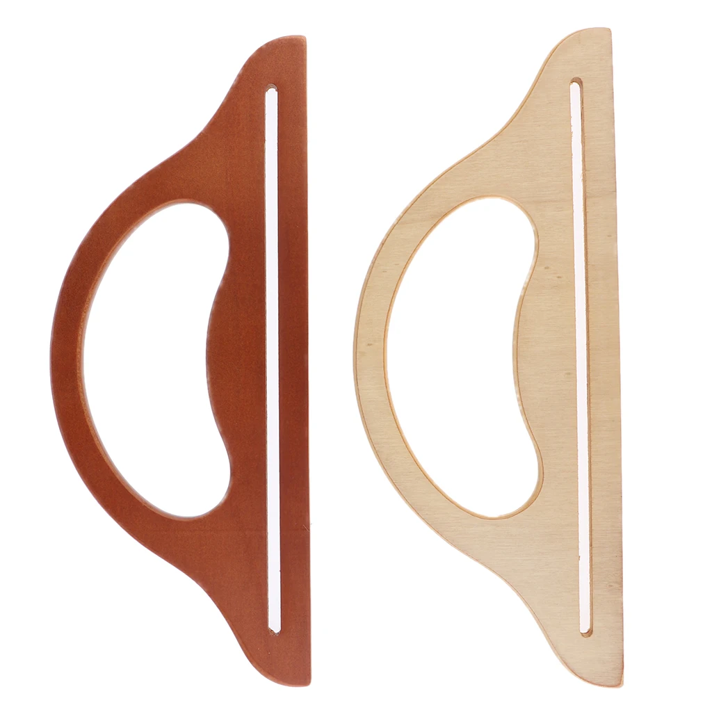Sector Shape Wooden Bag Handle Replacement Brown Purse Handle for DIY Handbag Craft Supplies Bag Making Parts for Wicker Handbag