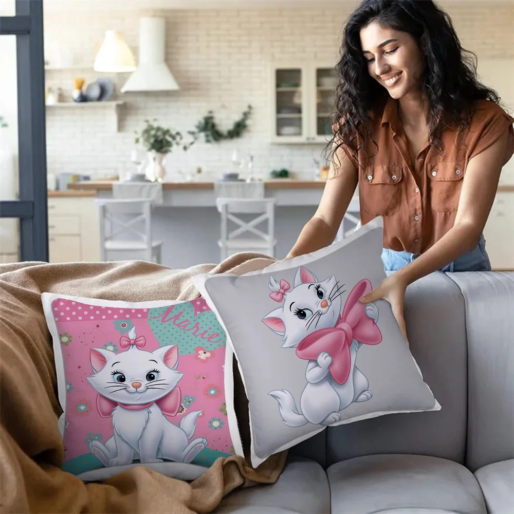 Disney Cute Mary Cat Pillow Covers Cartoon Sofa Decorative Home Double-sided Printing Short Plush Cute Cushion Cover