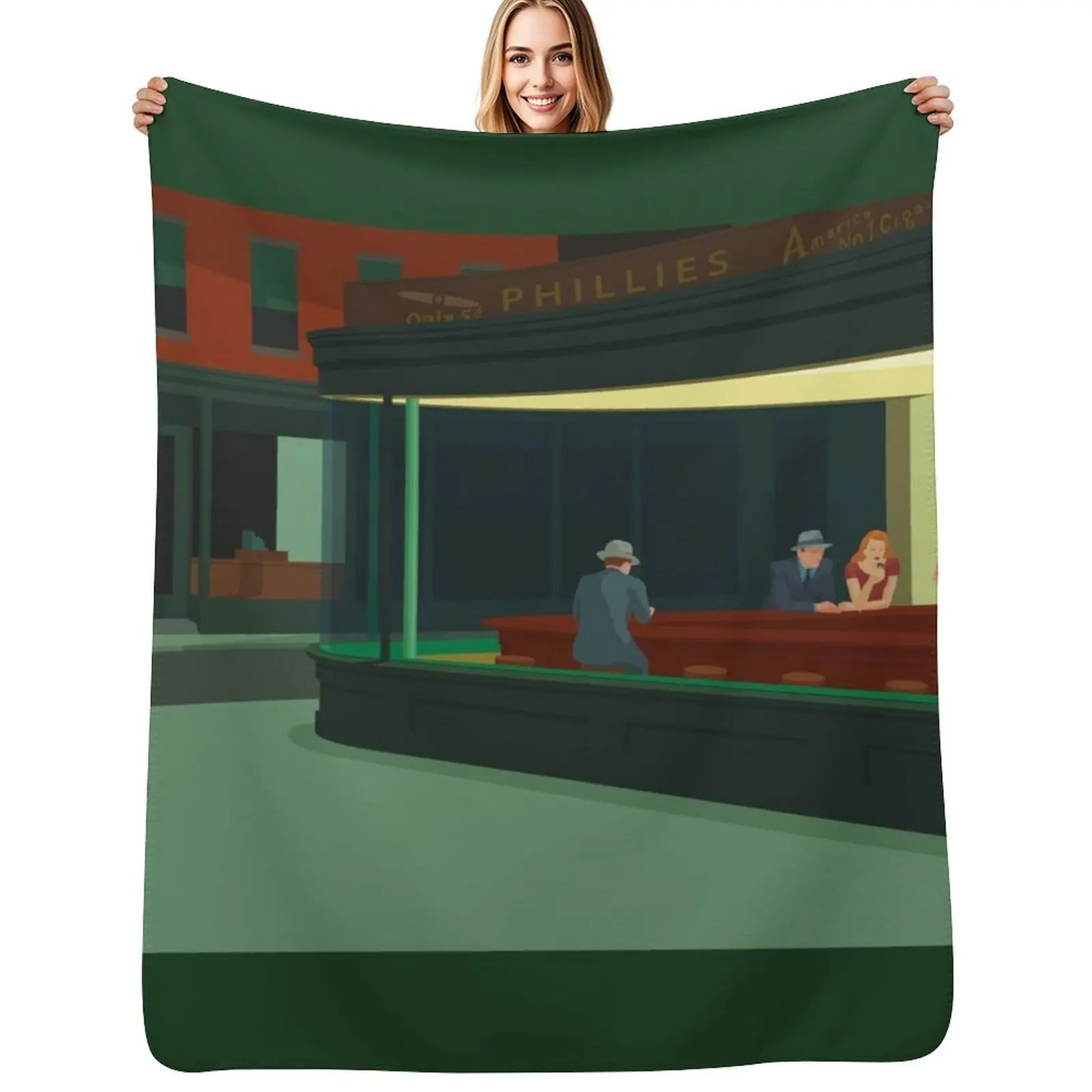 Edward Hopper's Nighthawks Painting Throw Blanket For Sofa Thin blankets ands Thins Weighted Furrys Beautifuls Blankets