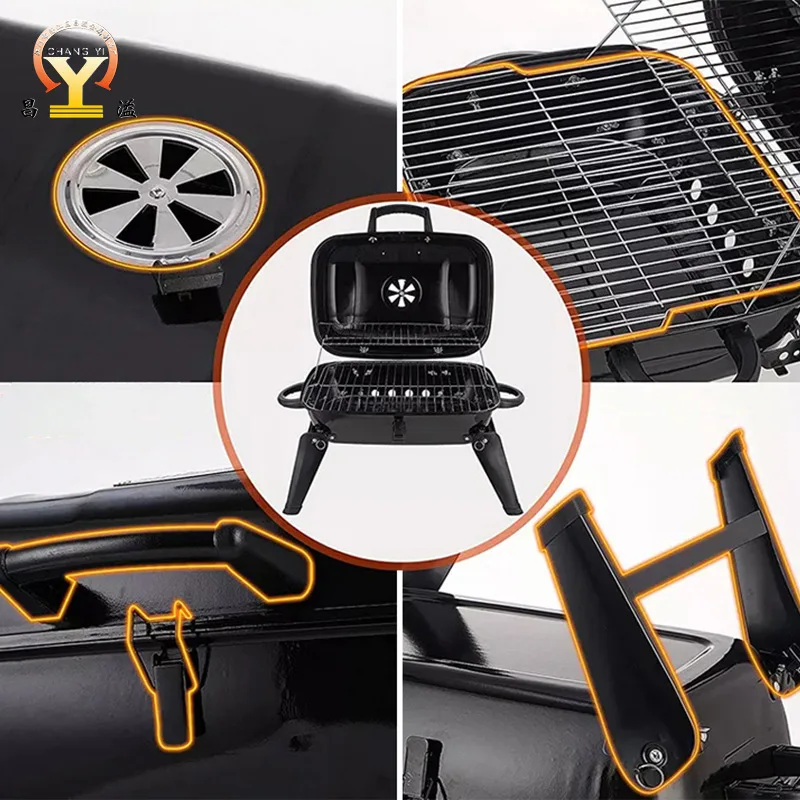 

Portable Charcoal Grill - Mini BBQ Grill - Small Table Top Charcoal Grill for Camping, Outdoor Cooking - Foldable