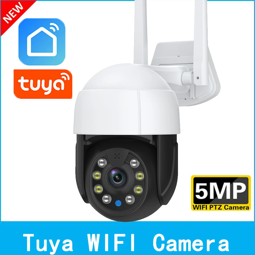 

5MP Tuya Speed Dome PTZ IP Camera Outdoor Auto Tracking Wireless WIFI Camera P2P CCTV Camera Full Color AI Detect Surveillance