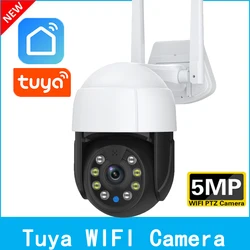 5MP Tuya Speed Dome PTZ IP Camera Outdoor Auto Tracking Wireless WIFI Camera P2P CCTV Camera Full Color  AI Detect Surveillance