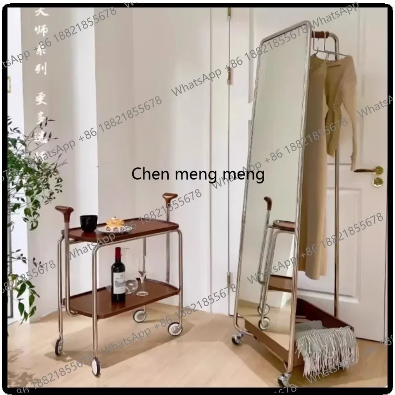 Modern simple full body floor fitting mirror recommended removable retro mirror storage rack