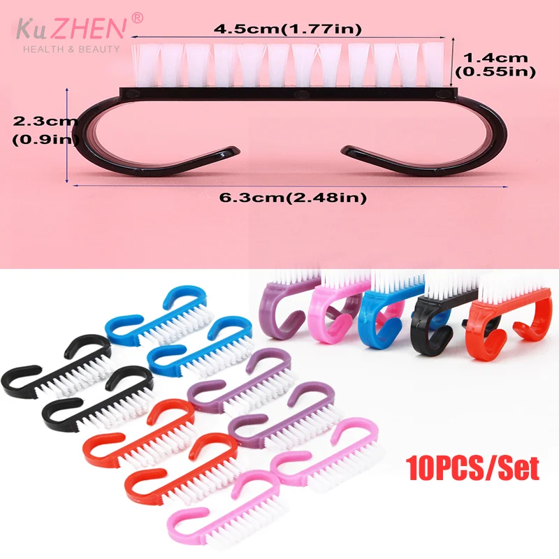 10 قطعة فرشاة تنظيف الأظافر العلوية مسمار الفن البلاستيك لينة إزالة الغبار إصبع الرعاية UV جل مانيكير باديكير أداة فرشاة للمكياج تنظيف #2