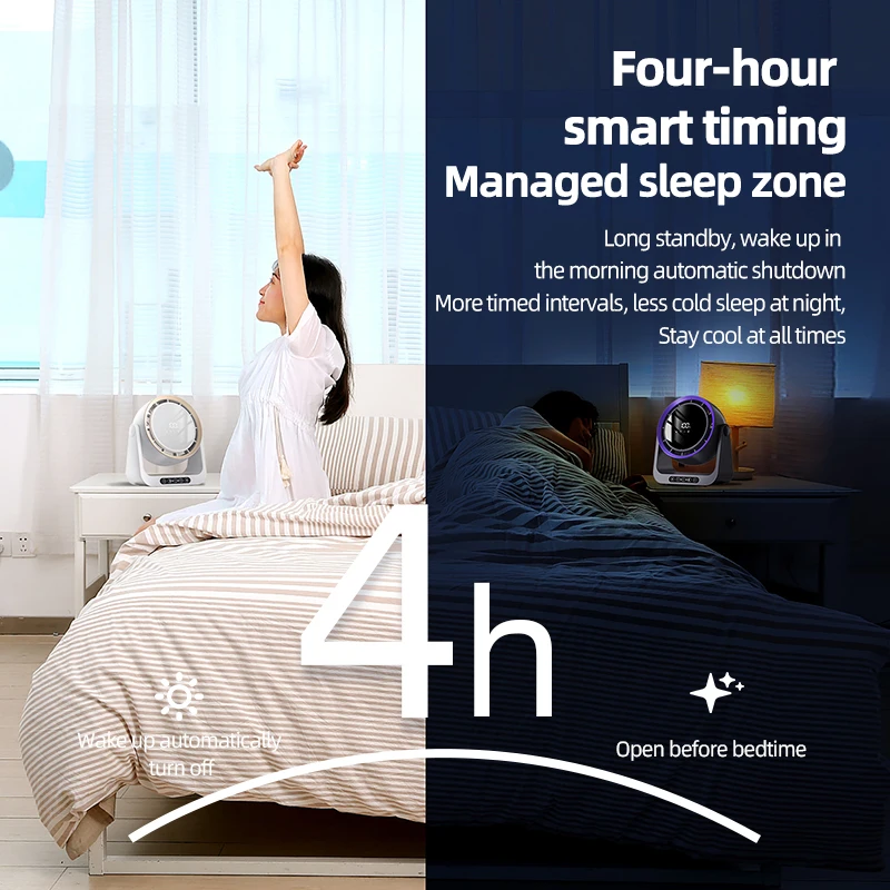 مروحة USB لسطح المكتب وجهاز تحكم عن بعد بقدرة 4000 مللي أمبير في الساعة قابلة لإعادة الشحن على الحائط مع ضوء ليلي لغرفة نوم المكتب