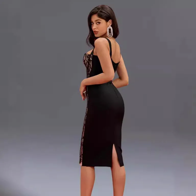 Lente en zomer nieuwe retro kanten jarretel bandage rok laag uitgesneden sexy strakke buitenlandse handel dames Franse heupomwikkelde jurk 2026