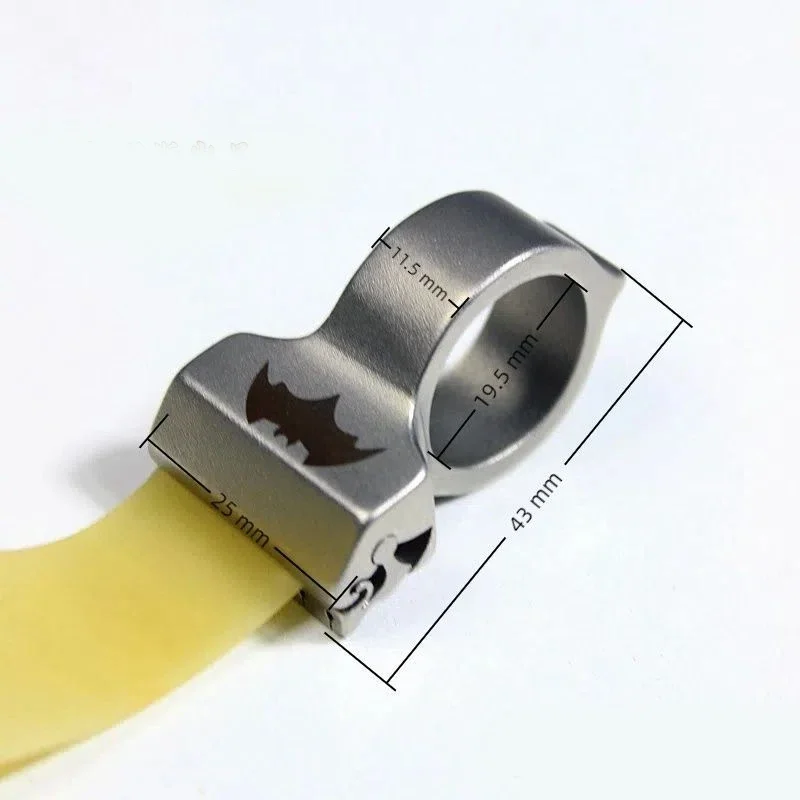 

Outdoor EDC Titanium Alloy Bat Slingshot Flat Rubber Band Special Dragon Tooth Quick Press Frameless Ring Tool