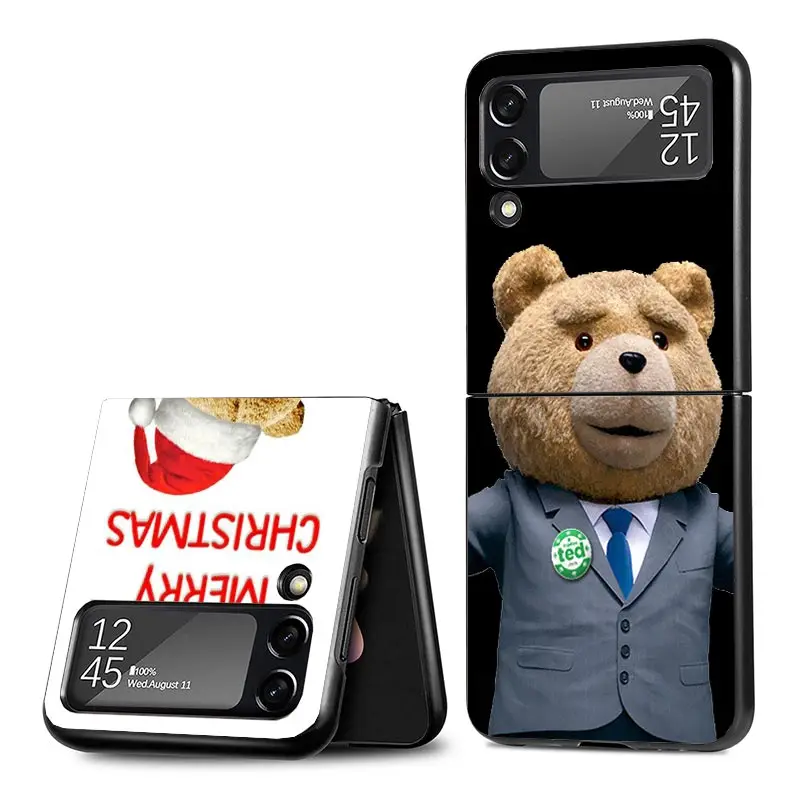 Naughty Cute Bear Funny Mascot Z Flip 4 Z Flip 4 Phnoe Case For Samsung Z Flip 3 5 5G Black Hard Shell Galaxy ZFlip3 ZFlip4 ZFli