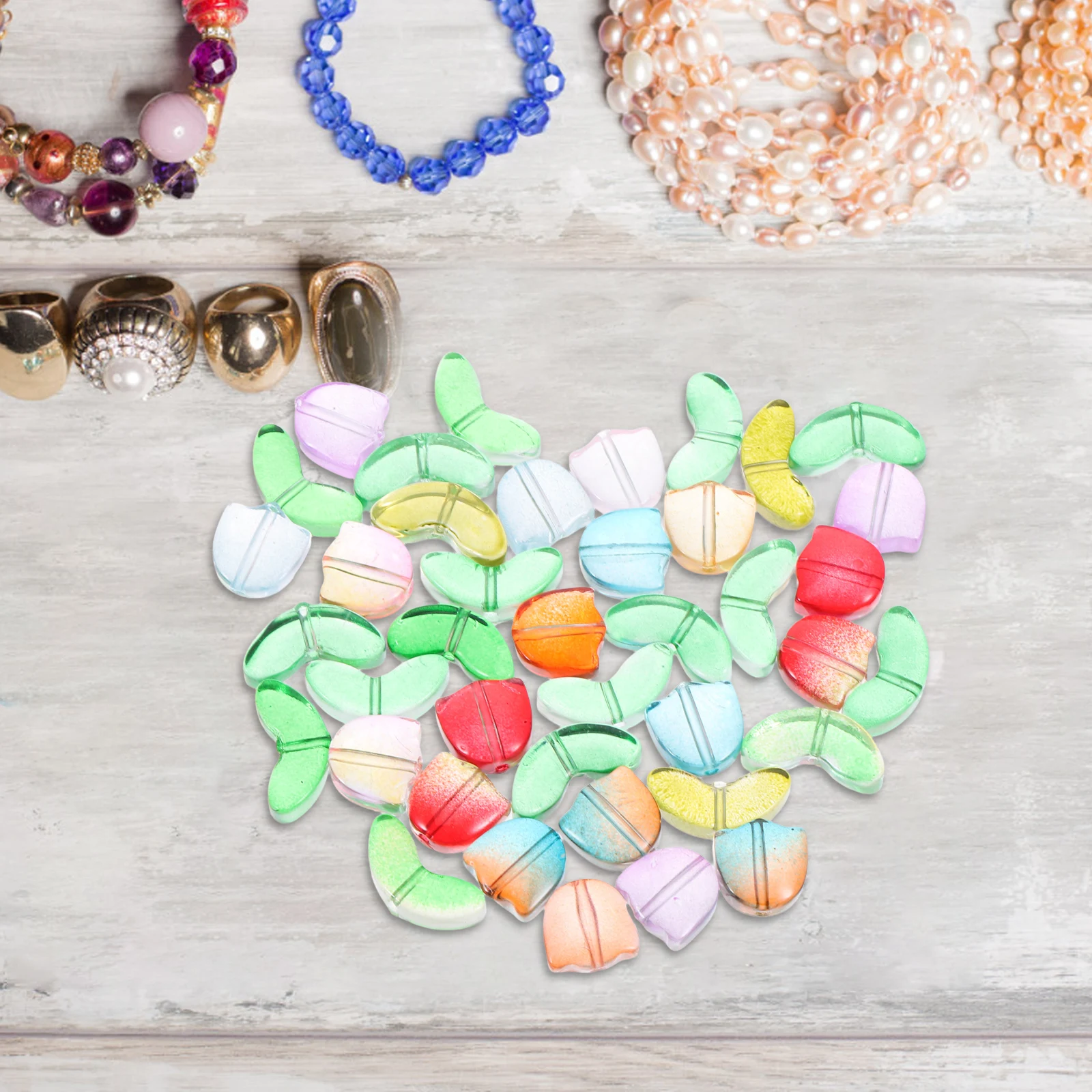 

20Sets Gradient Color Tulip Petal Beads DIY Jewelry Projects Handcrafted Acrylic Loose Beads for Bracelets Necklaces Earrings