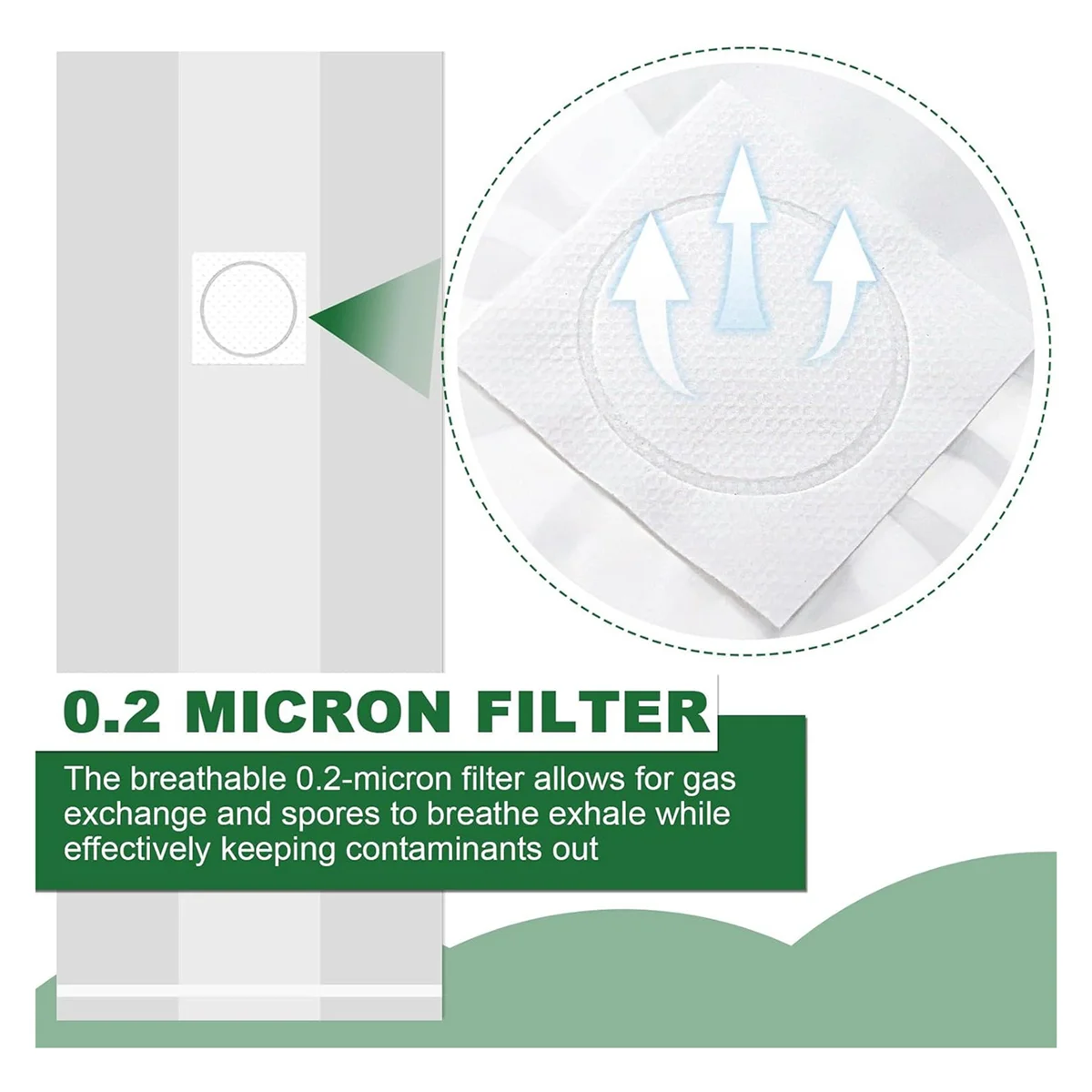 Polipropileno Cogumelo Spawn Bag, Cogumelo crescer sacos, Respirável para substrato forte lágrima, 8x5x0 Polegada, 25 Pack