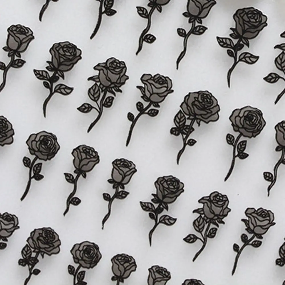 Women Rose Flower Smoke Smudge Pattern Black Nail Art Decorations Manicure Accessories DIY Nail Decals Flower Nail Sticker