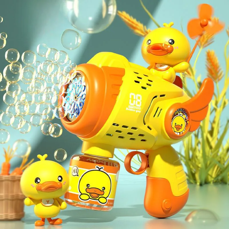 ใหม่เป็ดสีเหลืองเล็กๆ Bubble Gun เด็กมือถือ Bubble Blowing Machine ของเล่นไฟฟ้าด้วยตนเองรั่วฟรี Bubble Make