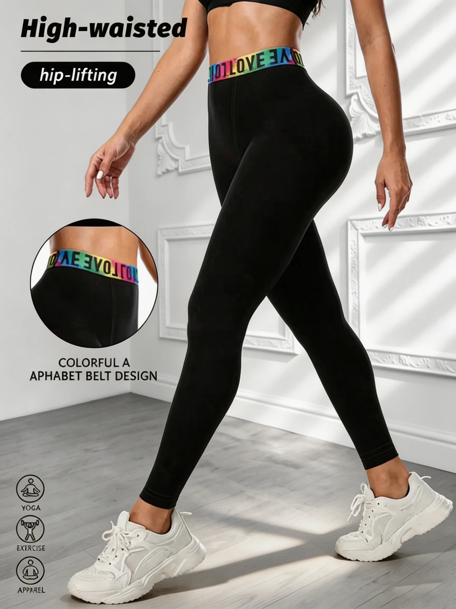Women's High Waist Booty Lifting Yoga Leggings Tummy Control Workout Pants Slim Fit Quick Drying Pants for Running Outdoor Sport