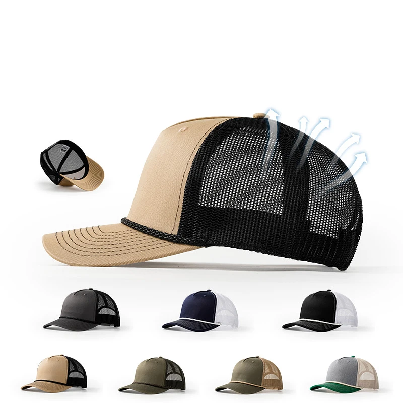 5 Panel Richardson 112 Trucker Cap For Men Custom Embroidery logo Baseball Cap With Rope Fashion Mesh Outdoor Sport Sun Hats
