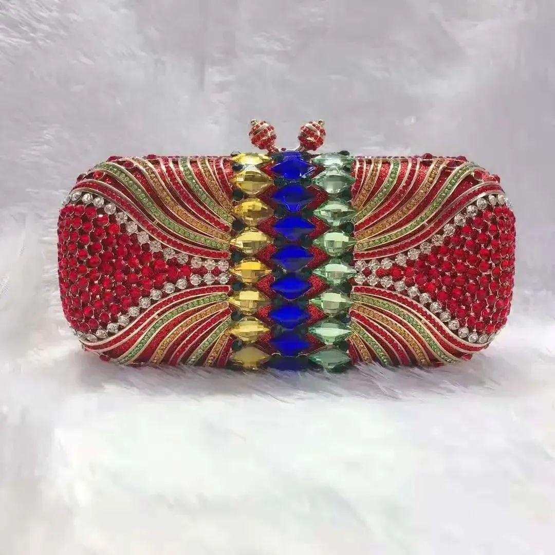 

XIYUAN Women Colorful Crystal Clutch Bags Evening Party Rhinestone Minaudiere Handbags Ladies Dinner Wedding Clutches Bags Purse