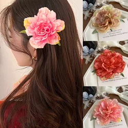 Vintage Peony Duckbill Clip Creative Silk Flower Hair Clips Bohemian Artificial Flowers Barrette Wedding Party Bridal Headdress