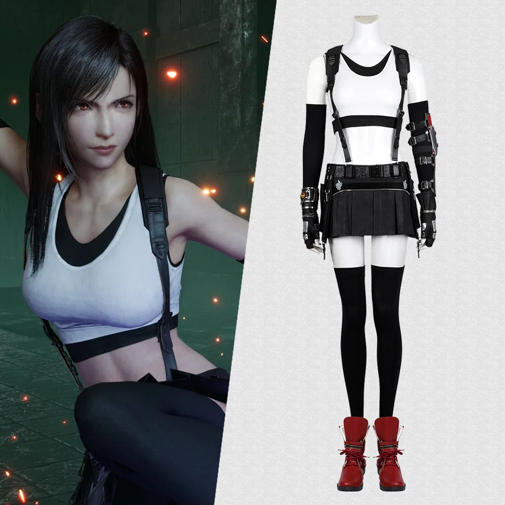 

Final Fantasy VII: Rebirth Tifa Lockhart AVALANCHE 7th Heaven Cosplay Costume FF7 Women Girls Game Vest Skirts Full Halloween