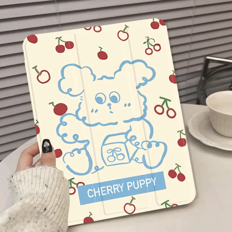 Smart Cover with Pencil Holder for Ipad Pro 11” Case Ipad Air 3 Generation 2019 IPad Air 5 2022 Air 4 Case Blue Line Puppy Shell