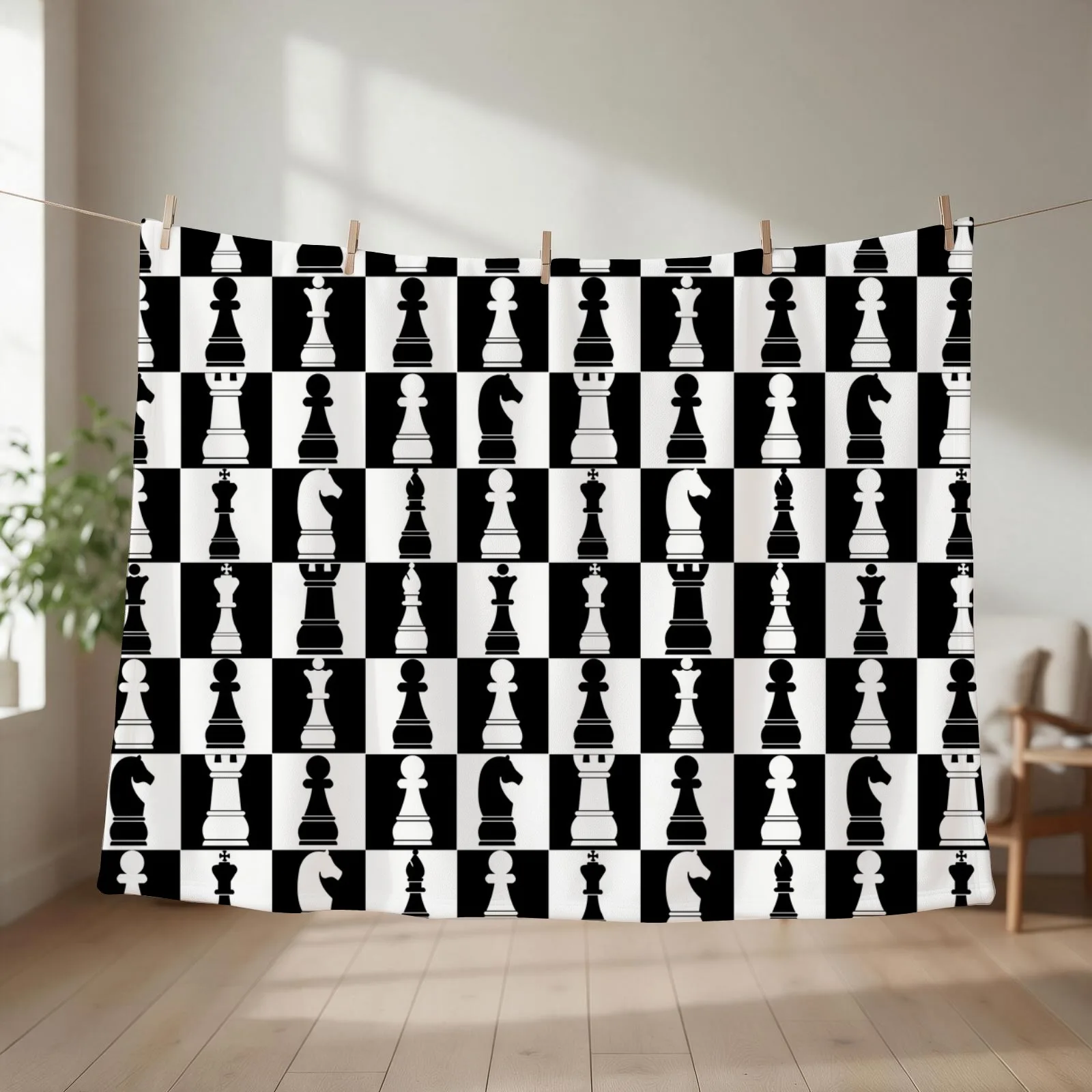 Black and White Chess Board Print Pattern Throw Blanket Travel For Decorative Sofa Stuffeds Bed linens Blankets